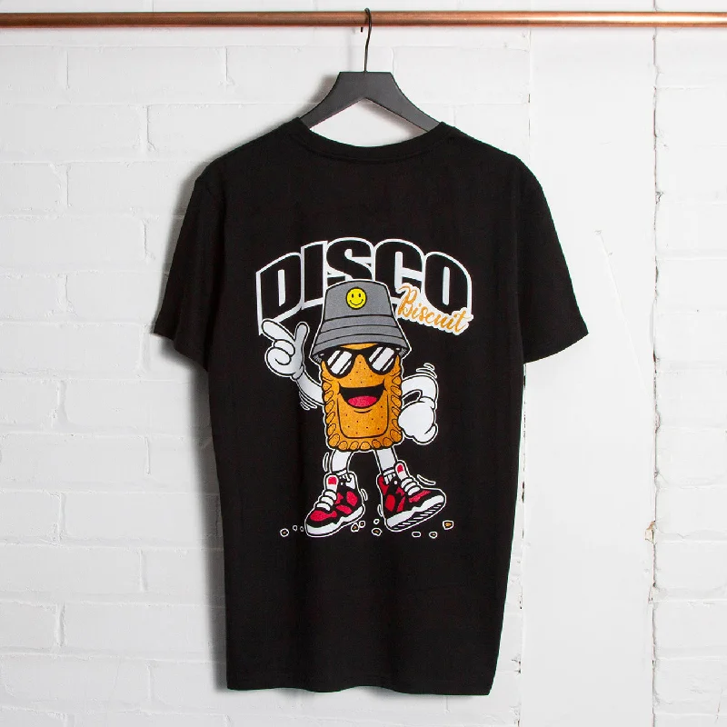 T-Shirt for Special Occasions-Colour Discoff Biscuit Back Print - Tshirt - Black