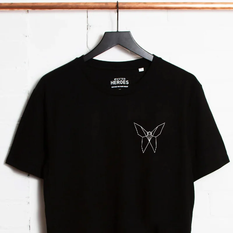 T-Shirt for High-Quality Screen Printing-Crest origami Butterfly - Tshirt - Black