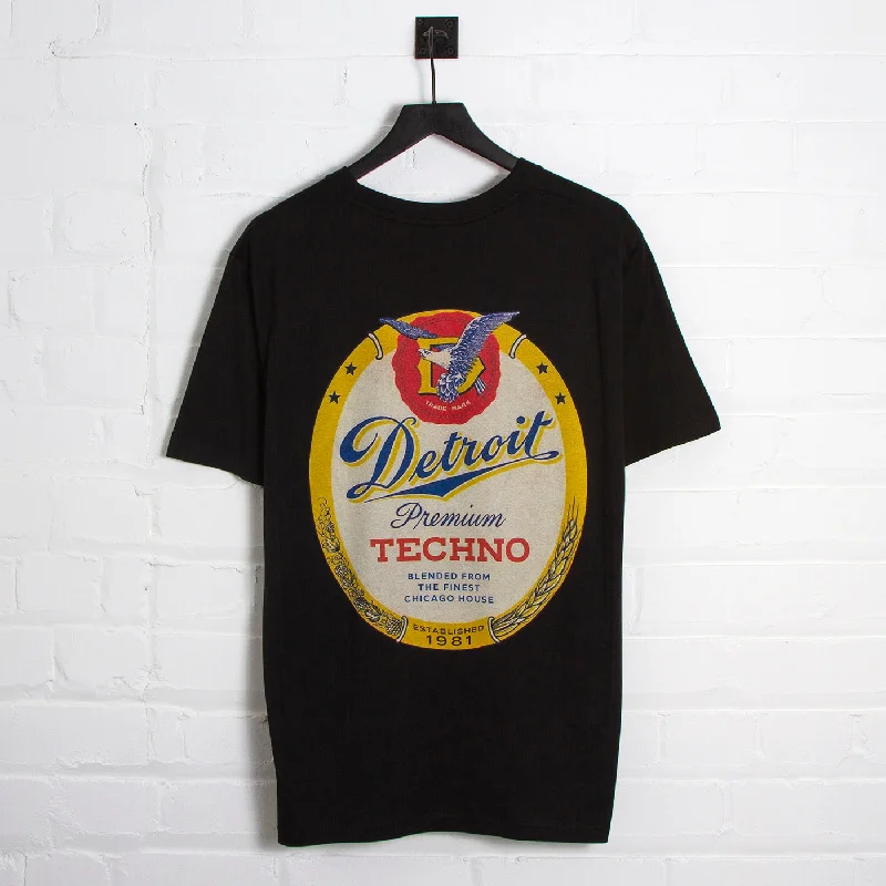 T-Shirt with Neon Colors-Detroit Premium Techno Back Print - Tshirt - Black