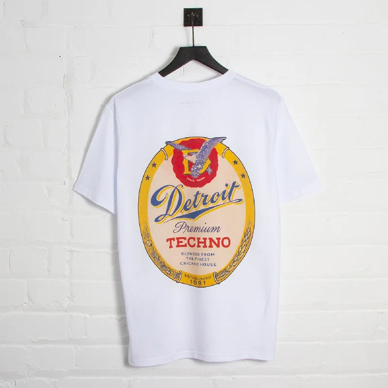 T-Shirt with Custom Photos-Detroit Premium Techno Back Print - Tshirt - White