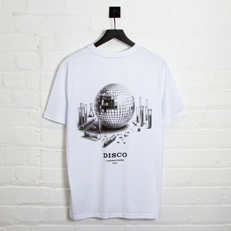 T-Shirt with Colorful Designs-Disco Labs NYC Back Print - Tshirt - White