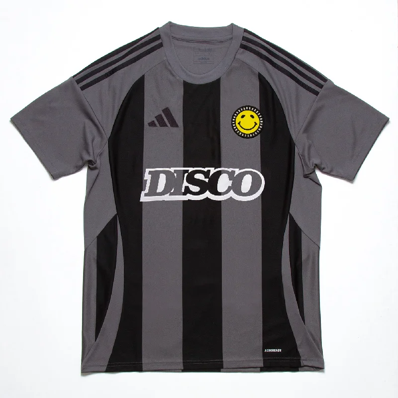 T-Shirt with Soft Cotton Blends-Disco Town FC Striped Club - Jersey - Grey/Black