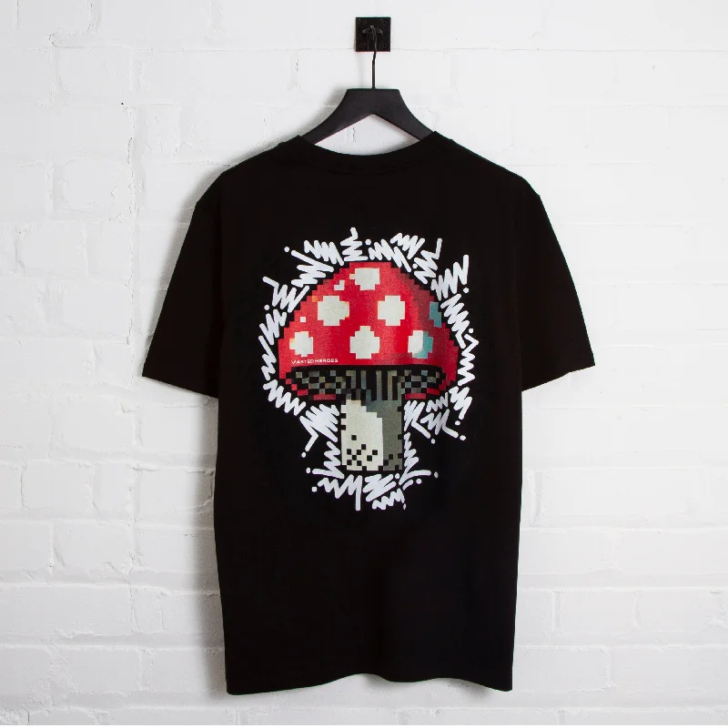 T-Shirt for Movie Fans-Doodle Pixel Shroom Back Print - Tshirt - Black