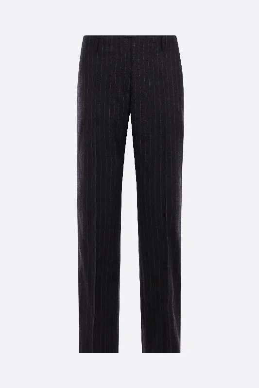 Custom Pants with Pockets-Paola pinstriped wool straight-leg pants