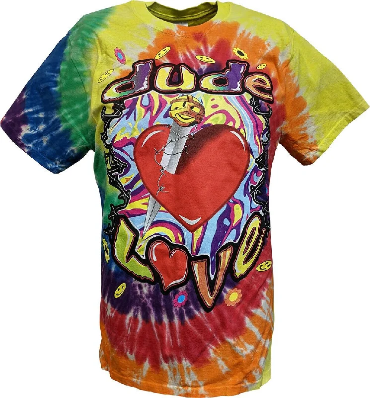 T-Shirt for Custom Baby Shower Designs-Dude Love Tie Dye Mankind Mick Foley Mens Retro T-Shirt