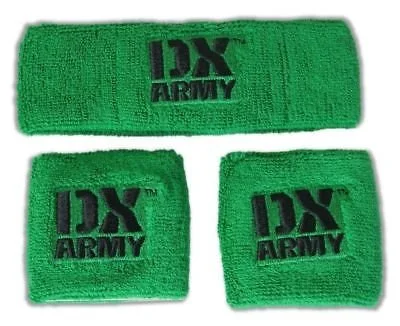 T-Shirt with Custom Music Band Artwork-DX Army Green Headband Wristband Set D-Generation X