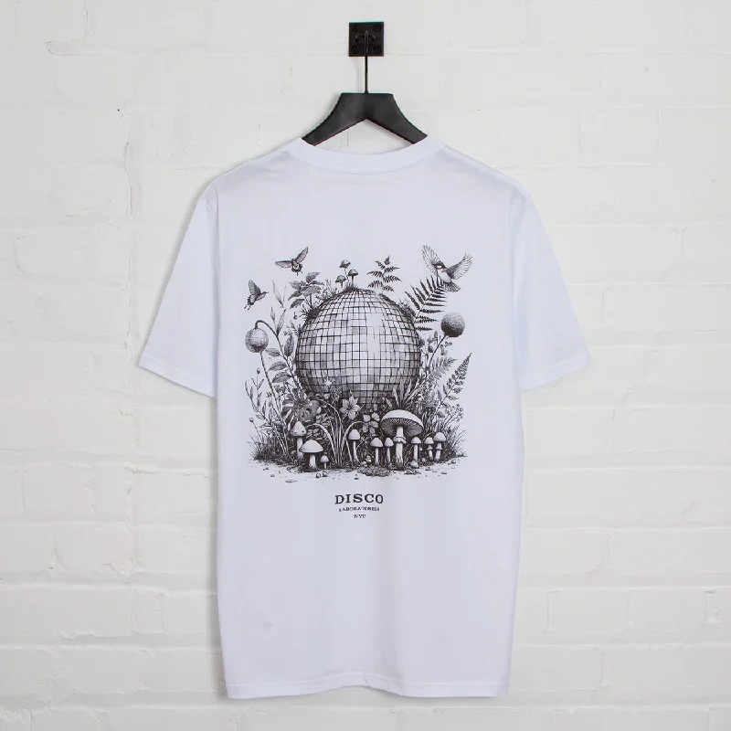 T-Shirt for Soft and Durable Cotton-Ecology Disco Labs NYC Back Print - Tshirt - White