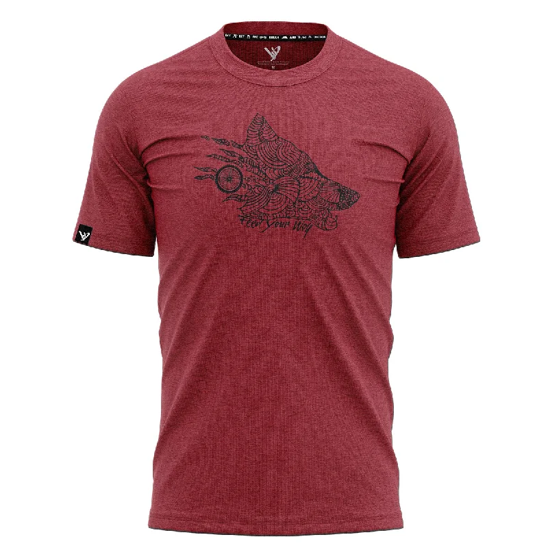 T-Shirt with Cool Designs-FEED YOUR WOLF TEE // HTHR RED