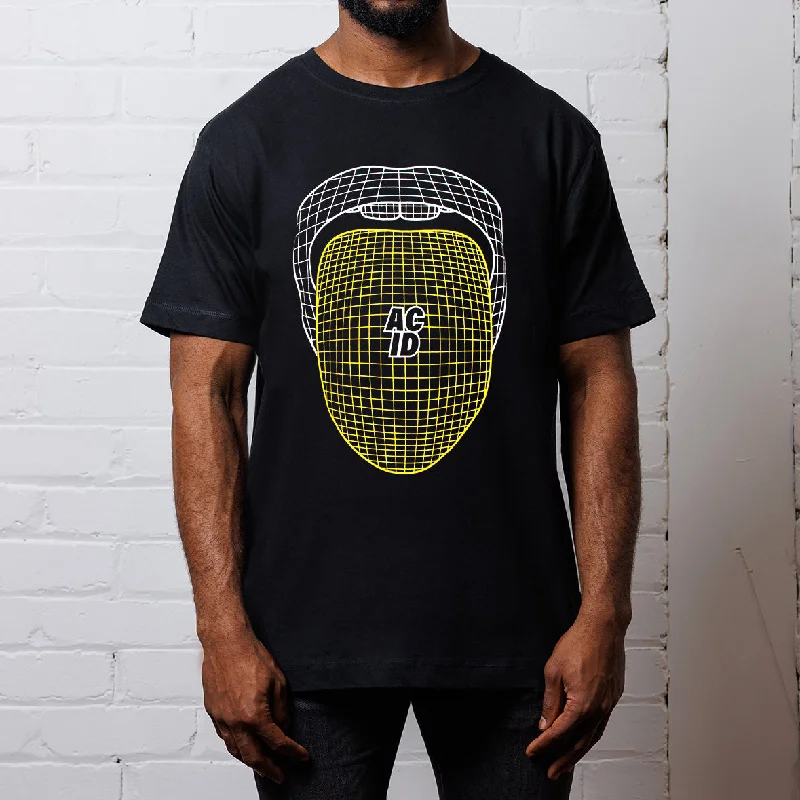 T-Shirt for Festive Seasons-Grid Acid Drop - Tshirt - Black