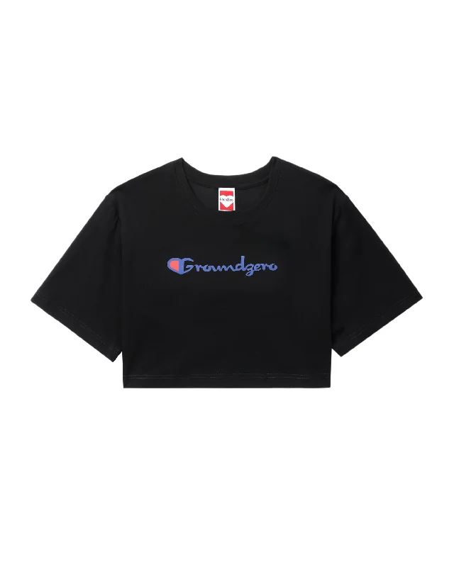 T-Shirt for Special Occasions-Cropped Logo-Print T-shirt