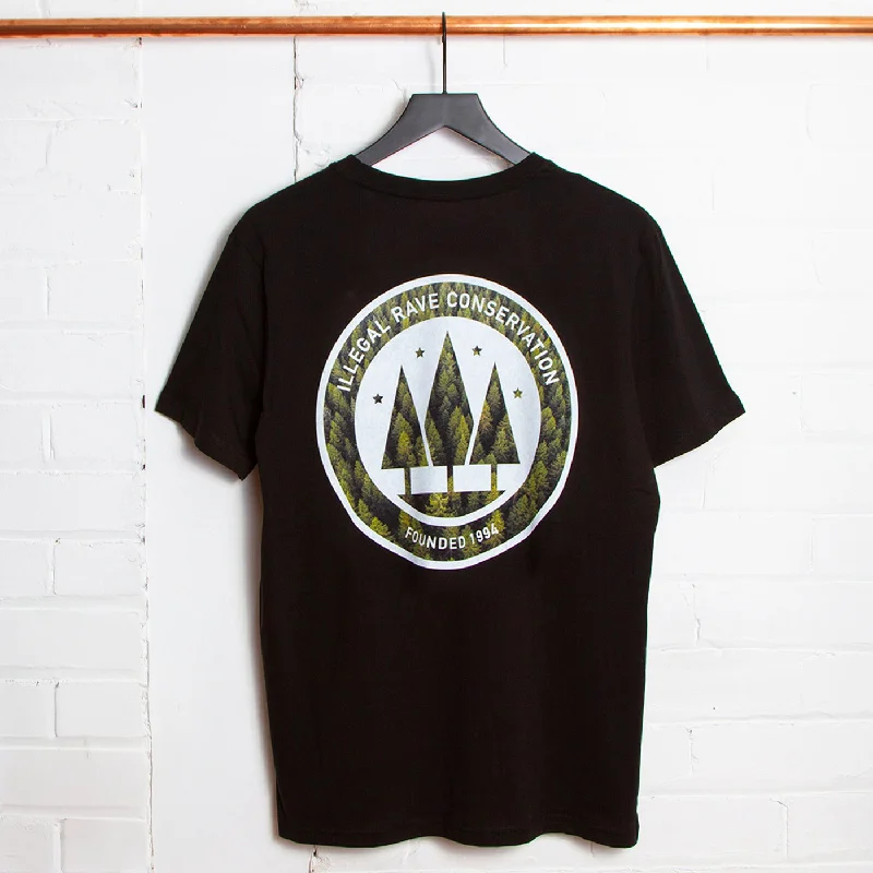 T-Shirt for Group Photoshoots-Illegal Rave Forest Back Print - Tshirt - Black