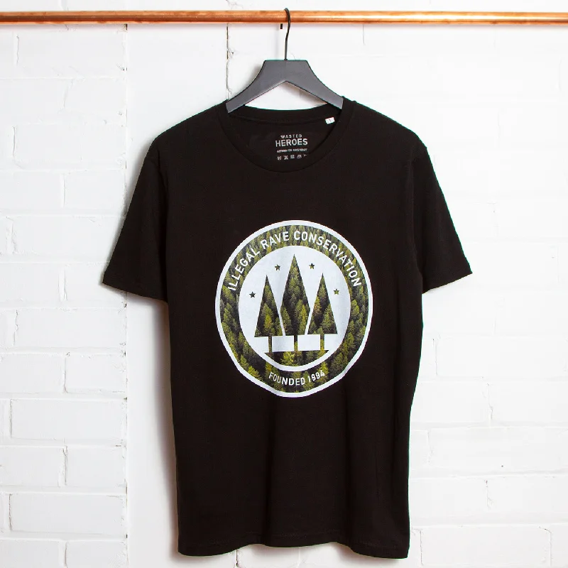 T-Shirt for Family Photoshoots-Illegal Rave Forest Front Print - Tshirt - Black