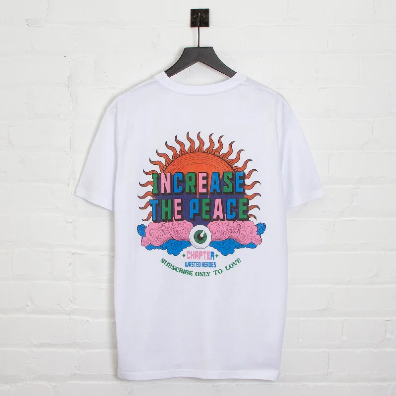 T-Shirt with Inspirational Graphics-Increase The Peace Back Print - Tshirt - White