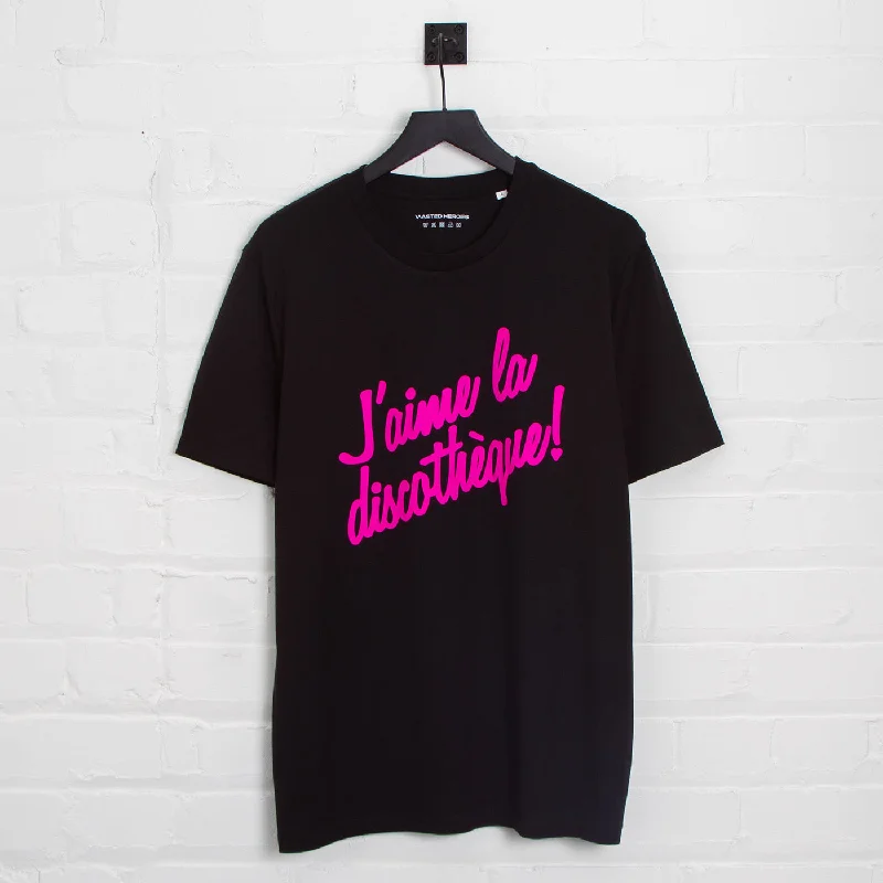 T-Shirt for Sustainable Apparel Brands-J'aime Discotheque Magenta - Tshirt - Black