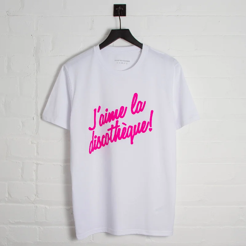 T-Shirt for Custom Team Apparel-J'aime Discotheque Magenta - Tshirt - White