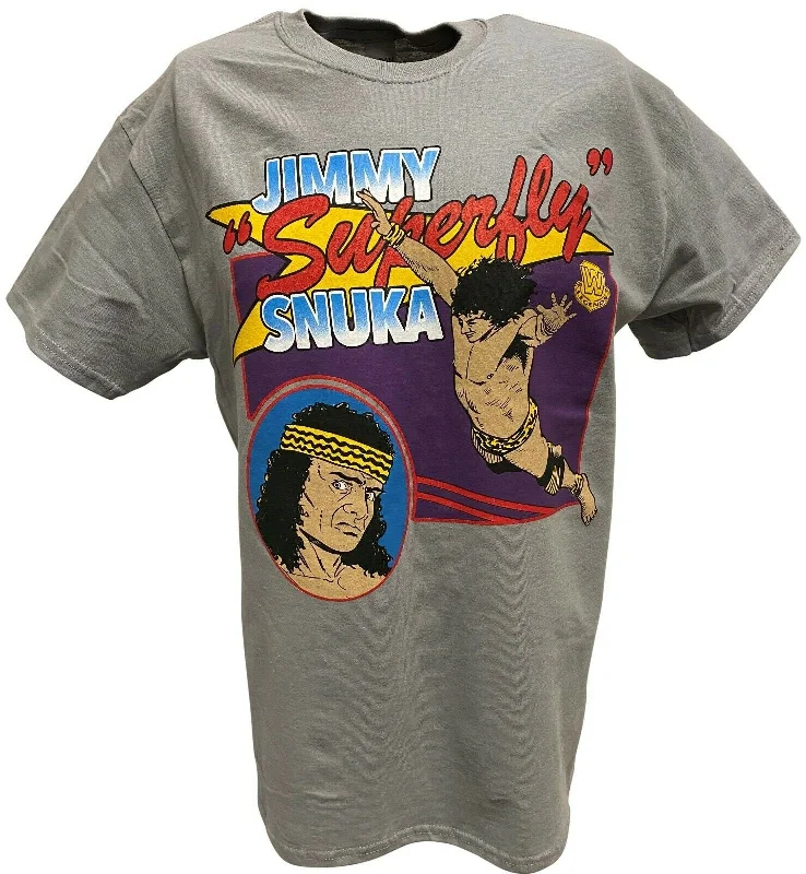 T-Shirt for Events and Gatherings-Jimmy Superfly Snuka Legend Mens Gray T-shirt