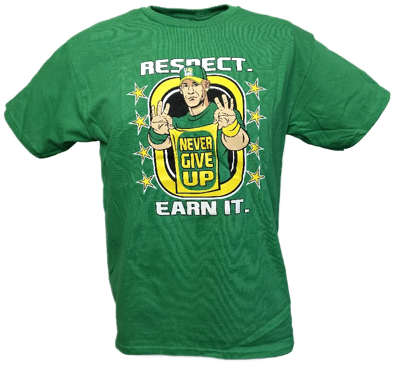 T-Shirt for Travel and Adventure Designs-John Cena Green Yellow Earn The Day Boys Kids T-shirt