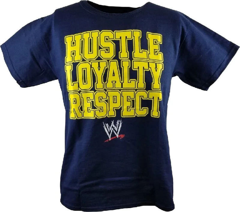 T-Shirt for Urban Fashion Style-John Cena Hustle Loyalty Respect Navy Blue WWE Mens T-shirt