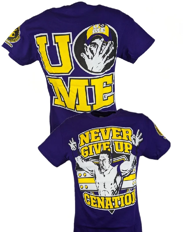 T-Shirt for Personalized Political Designs-John Cena Purple Never Give Up Mens Cotton T-shirt