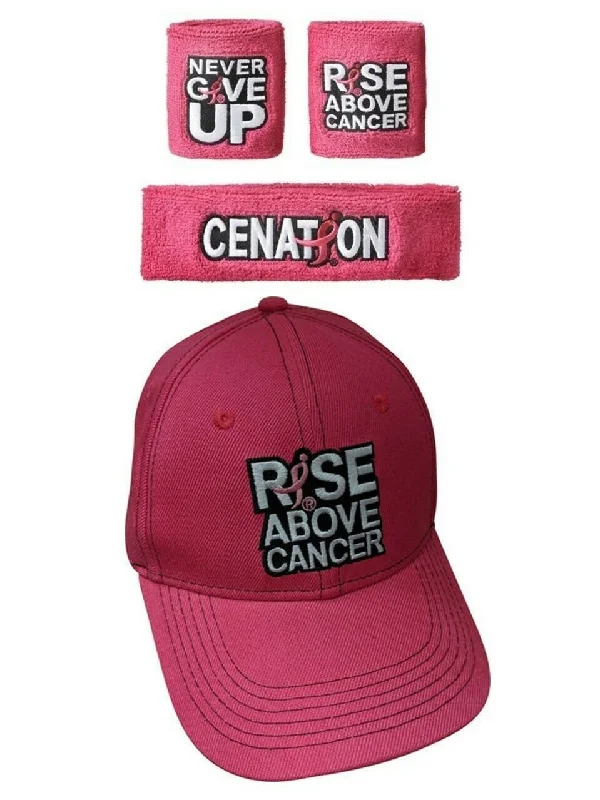 T-Shirt for Group Orders-John Cena Rise Above Cancer Pink Hat Headband Wristband Set