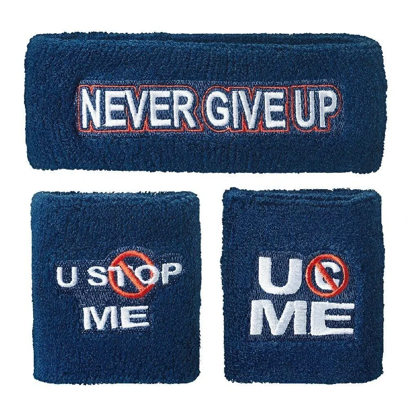 T-Shirt for Couples Matching Designs-John Cena U Can't Stop Me Blue Headband Wristbands Set