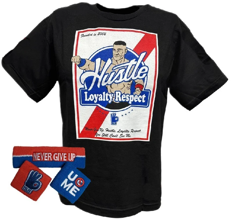 T-Shirt with Custom Logos for Businesses-John Cena WWE Founded in 2002 T-shirt Headband Wristbands Boys