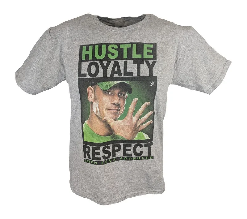 T-Shirt with Vintage Designs-John Cena WWE Hustle Loyalty Respect Boys Kids Grey T-shirt