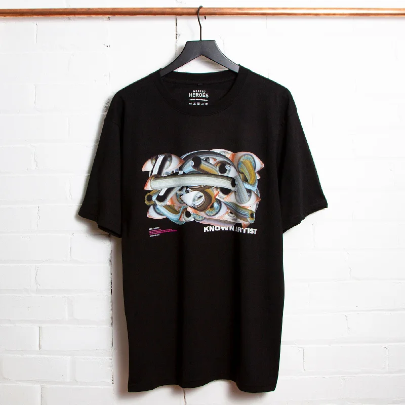 T-Shirt with Soft Feel-Known Artist 003 Front Print - Tshirt - Black