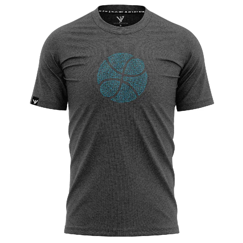 T-Shirt with Inspirational Graphics-LEAF LOGO T // CHARCOAL GREY