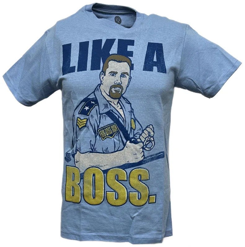 T-Shirt for Casual Wear-Like a Big Boss Man Mens Light Blue T-shirt