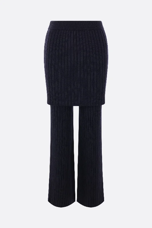 Custom Pants for Comfort Fit-rib knit skirt-trousers