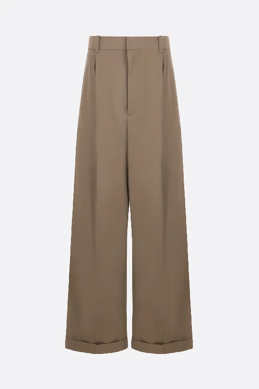 Custom Pants with Insulated Fabric-wide-leg cotton and silk trousers