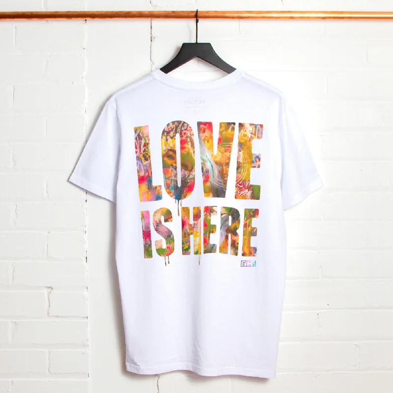 T-Shirt with Unique Color Choices-Love Is Here Back Print - Tshirt - White