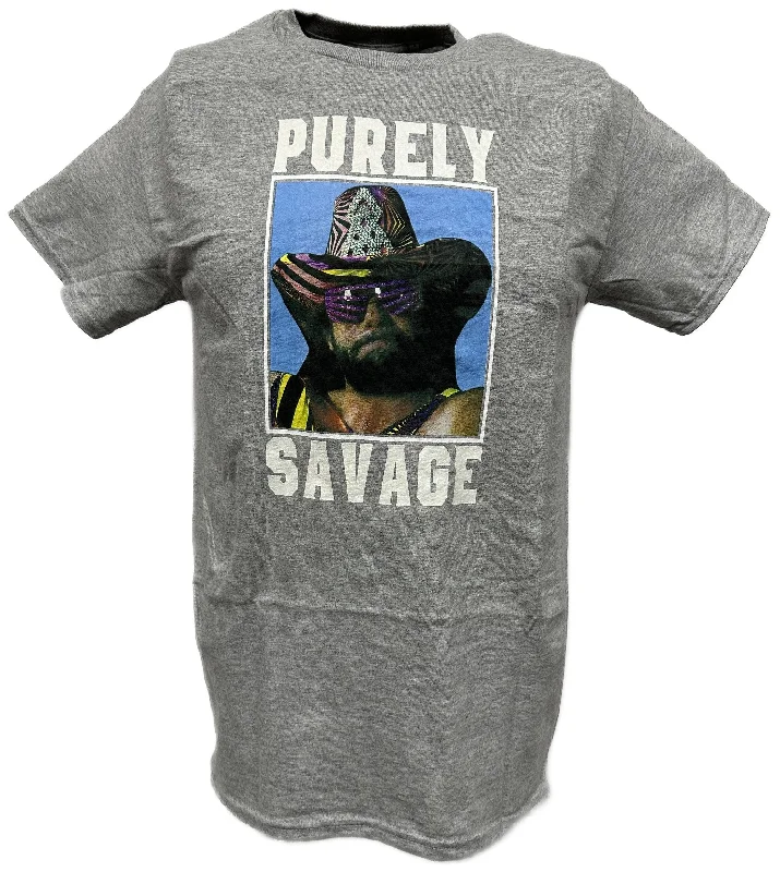 T-Shirt for Fashion and Graphic Designs-Macho Man Purely Savage Mens Grey T-shirt