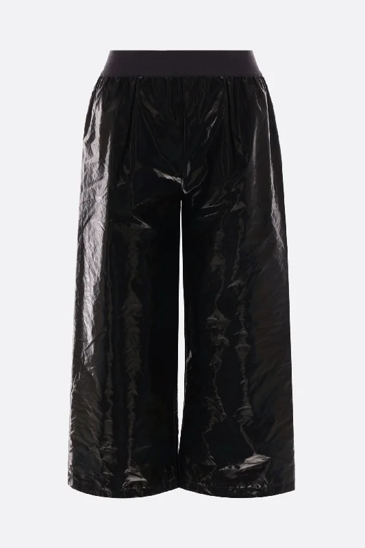 Custom Pants with Floral Designs-rubberized nylon cropped trousers