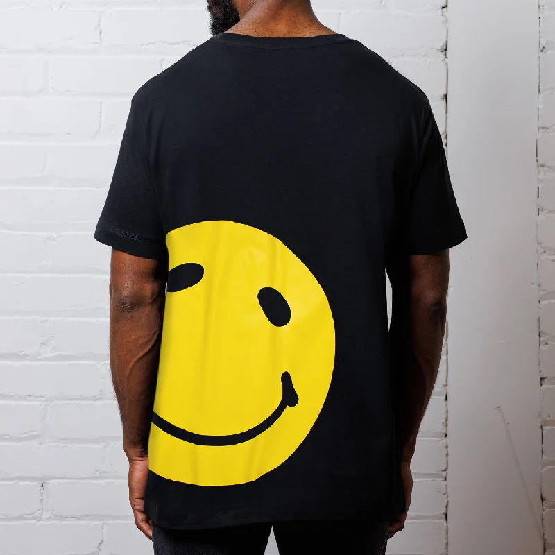 Customizable T-Shirt for Businesses-Mega Side Smiley Back - Tshirt - Black