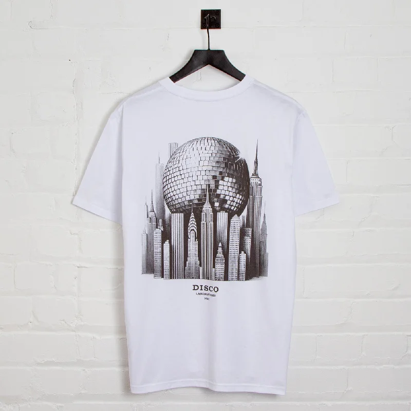 T-Shirt for Sports Team Customization-Metropolis Disco Labs NYC Back Print - Tshirt - White