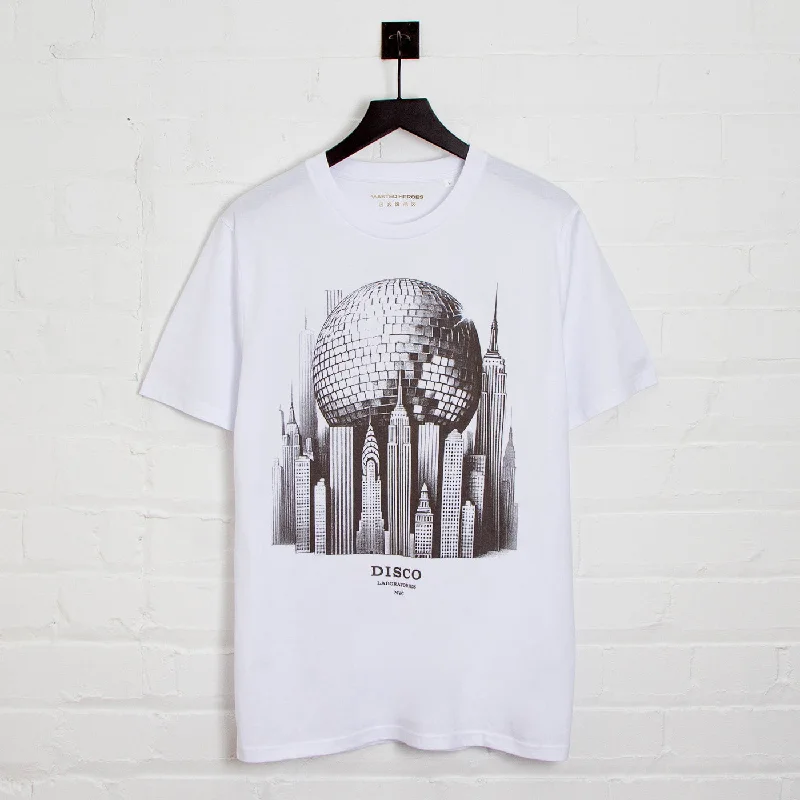 T-Shirt for Holiday Sales Promotions-Metropolis Disco Labs NYC Front Print - Tshirt - White