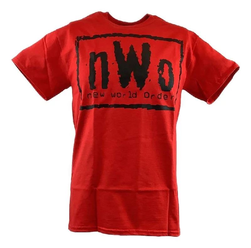 T-Shirt with Personalized Names-nWo Black Logo New World Order Mens Red T-shirt