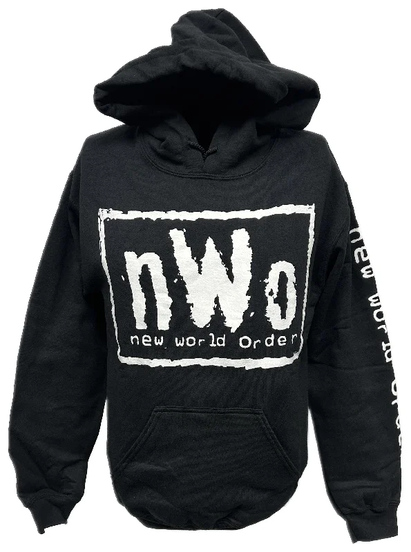 T-Shirt with Unique Designs-nWo New World Order Mens Black Pullover Hoody Sweatshirt