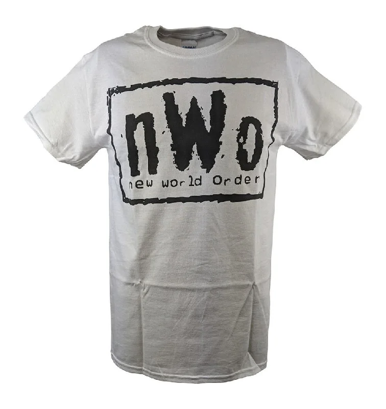 T-Shirt for Family Photoshoots-nWo New World Order White WCW T-shirt with Black Logo