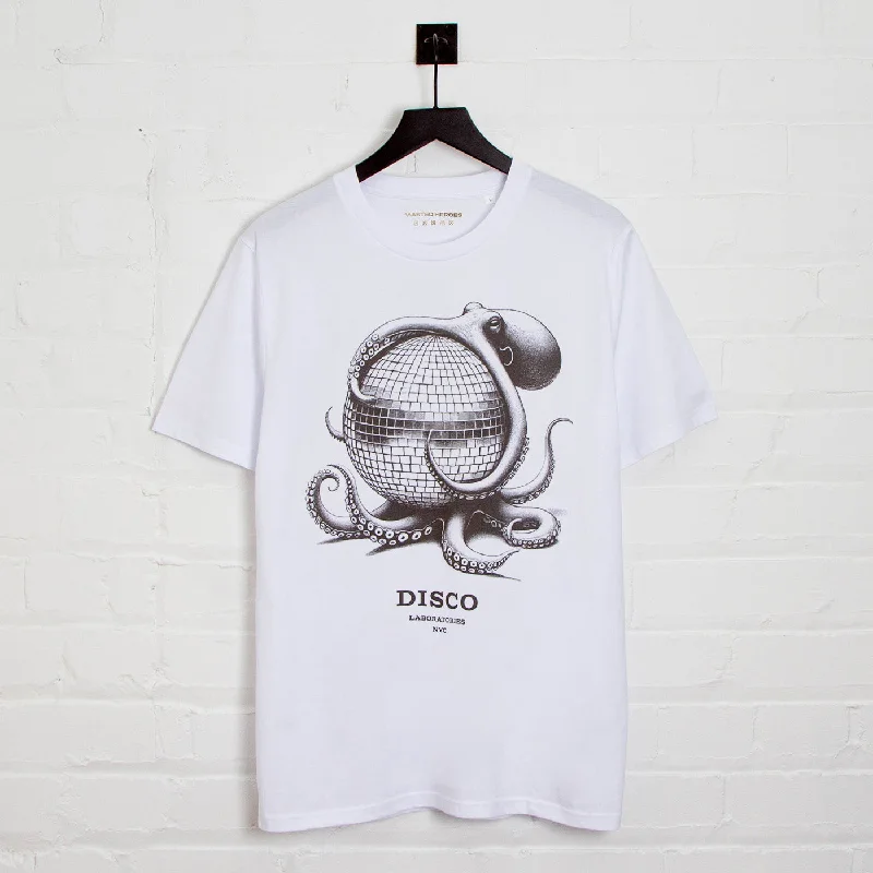 T-Shirt for College and University Teams-Octo Disco Labs NYC Front Print - Tshirt - White