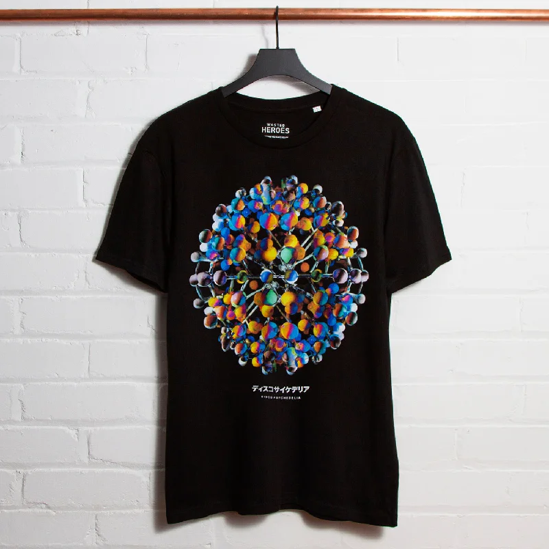 T-Shirt for Motivational and Positive Vibes-Orb 002 Disco Psychedelia Front Print - Tshirt - Black