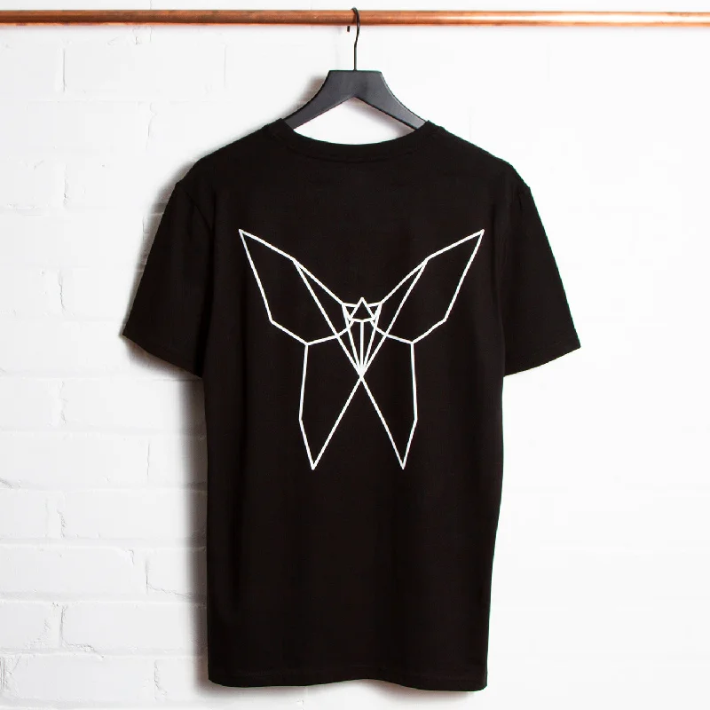 T-Shirt for Casual Wear-Origami Butterfly Back Print - Tshirt - Black