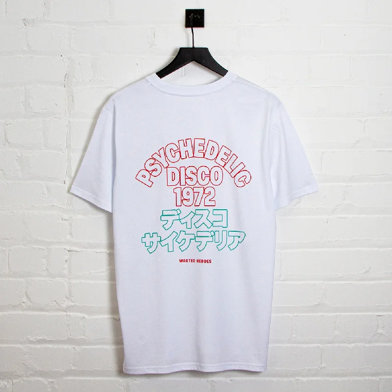 T-Shirt for Festive Seasons-Outline 1972 Psychedelic Disco Back Print - Tshirt - White