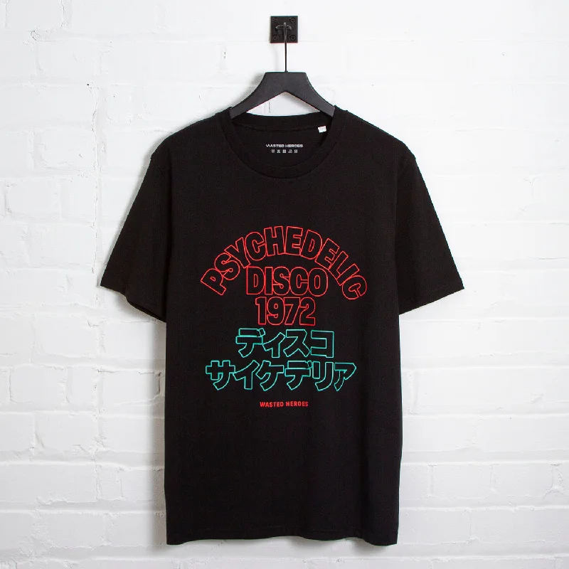 T-Shirt for Custom Slogans-Outline 1972 Psychedelic Disco Front Print - Tshirt - Black