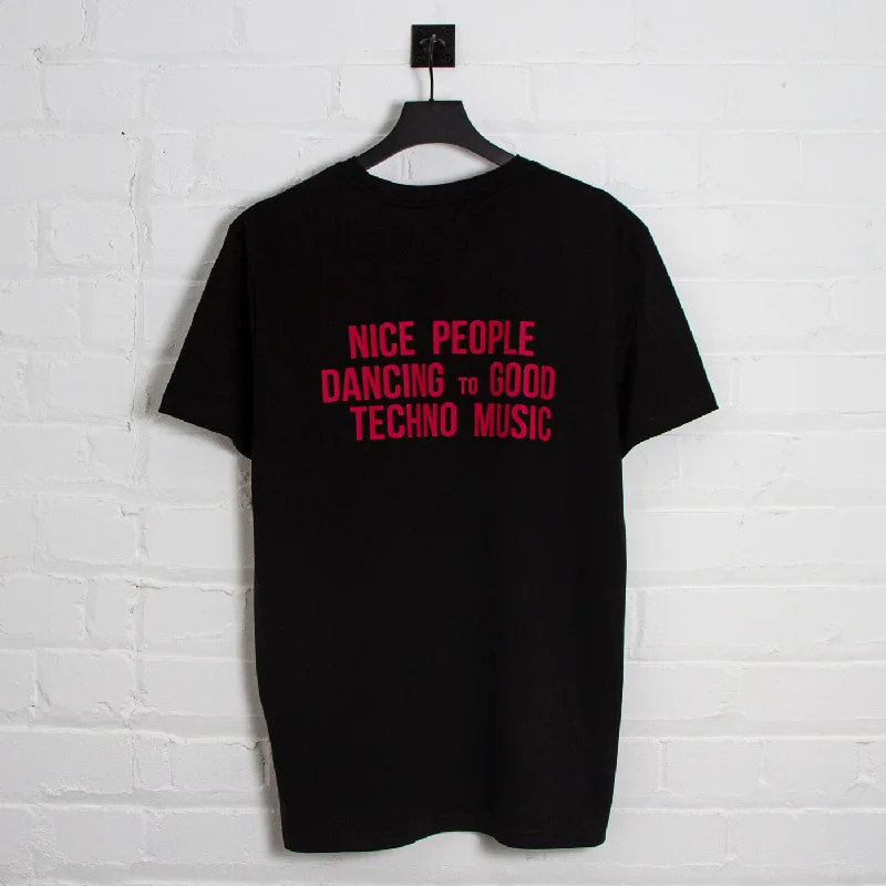 T-Shirt for Holiday Parties-Peoples Techno Back Print - Tshirt - Black