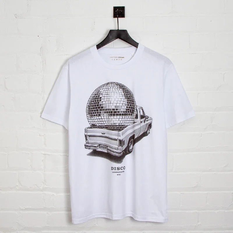 T-Shirt for Business Branding Merchandise-Pickup Disco Labs NYC Front Print - Tshirt - White