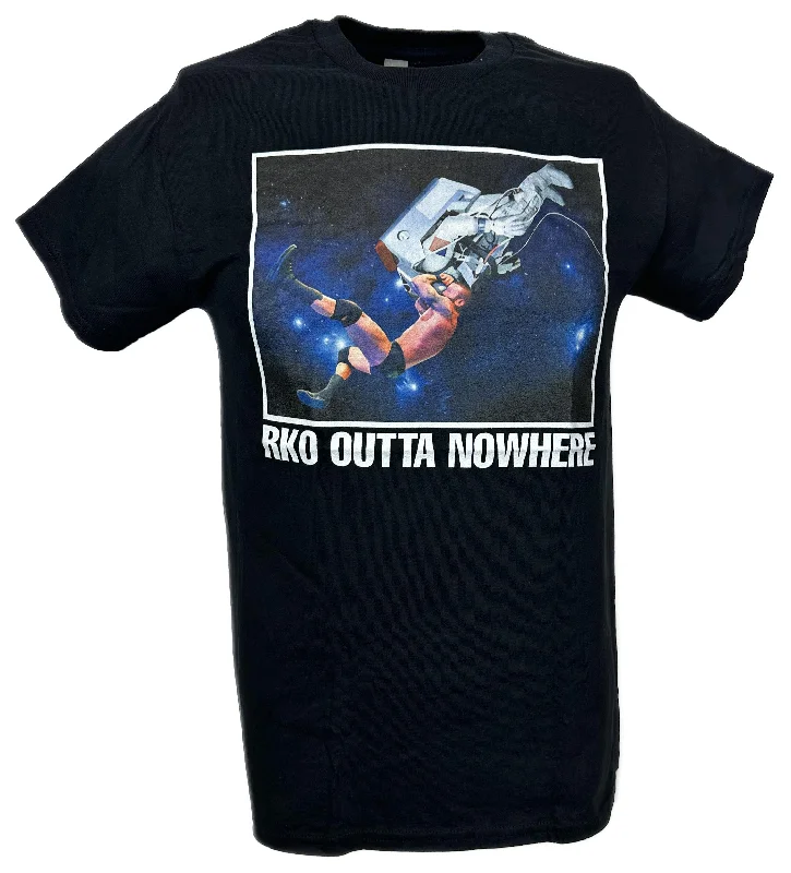 T-Shirt for Personalized Sports Designs-Randy Orton RKO Outta Nowhere Astronaut WWE Mens Black T-shirt