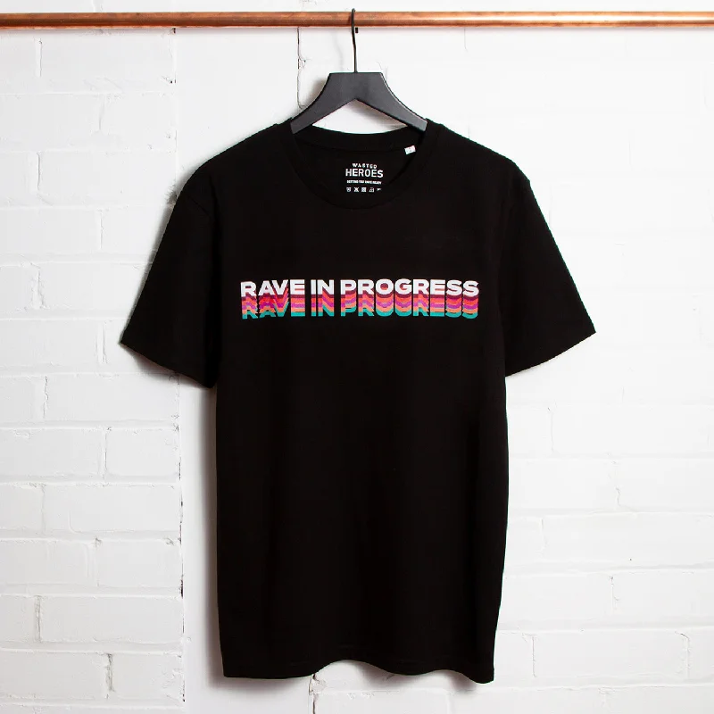 T-Shirt for Summer Wear-Rave in Progress Remixed Front Print - Tshirt - Black